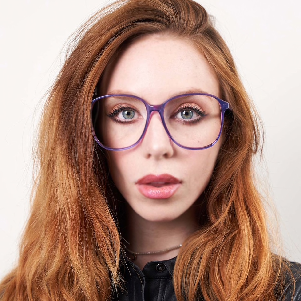 Large Purple Geek Glasses